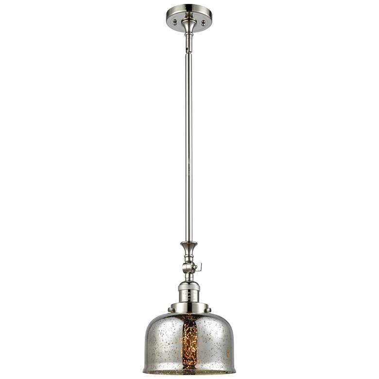 Image 1 Bell 8"W Polished Nickel Stem Hung Mini Pendant w/ Mercury Shade
