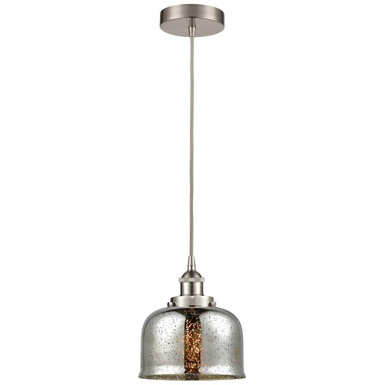 Image 1 Bell 8"W Satin Nickel Corded Mini Pendant w/ Silver Mercury Shade