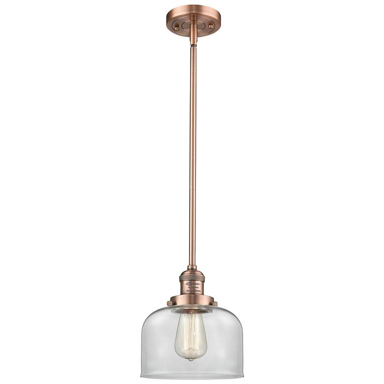 Image 1 Bell 8" Wide Antique Copper Mini Pendant with Clear Bell Glass Shade