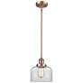1_Bell 8" Wide Antique Copper Mini Pendant with Clear Bell Glass Shade