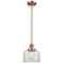 Bell 8" Wide Antique Copper Mini Pendant with Clear Bell Glass Shade