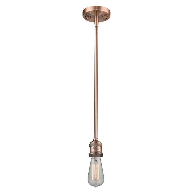 Image 2 Bell 8" Wide Antique Copper Mini Pendant with Clear Bell Glass Shade more views