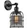 Bell Cage 6" Matte Black Sconce w/ Plated Smoke Shade