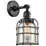 Bell Cage 6" Matte Black Sconce w/ Silver Plated Mercury Shade