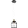 Bell Cage 6" Wide Black Brass Corded Mini Pendant With Clear Shade