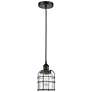 Bell Cage 6" Wide Matte Black Corded Mini Pendant With Clear Shade