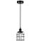 Bell Cage 6" Wide Matte Black Corded Mini Pendant With Seedy Shade