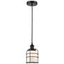 Bell Cage 6" Wide Matte Black Corded Mini Pendant With White Shade
