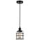 Bell Cage 6"W Matte Black Corded Mini Pendant w/ Silver Mercury Shade