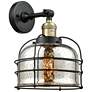Bell Cage 9" Black Antique Brass Sconce w/ Silver Plated Mercury Shade