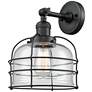 Bell Cage 9" Matte Black Sconce w/ Clear Shade