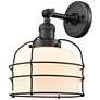 Bell Cage 9" Matte Black Sconce w/ Matte White Shade