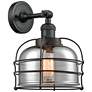 Bell Cage 9" Matte Black Sconce w/ Plated Smoke Shade