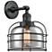 Bell Cage 9" Matte Black Sconce w/ Plated Smoke Shade