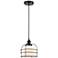 Bell Cage 9" Wide Matte Black Corded Mini Pendant With White Shade