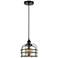 Bell Cage 9"W Matte Black Corded Mini Pendant w/ Silver Mercury Shade
