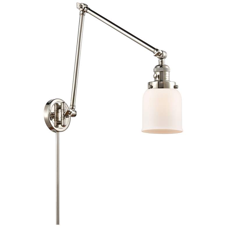Image 1 Bell Polished Nickel Swing Arm Wall Lamp with White Shade