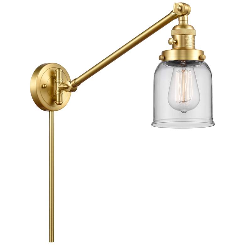 Image 1 Bell Satin Gold Swing Arm Wall Lamp with Clear Glass