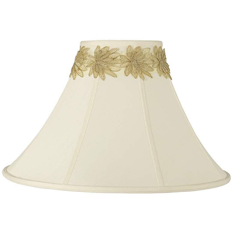 Image 1 Bell Shade with Gold Flower Trim 7x20x13.75 (Spider)