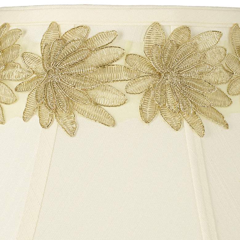 Image 2 Bell Shade with Gold Flower Trim 7x20x13.75 (Spider) more views