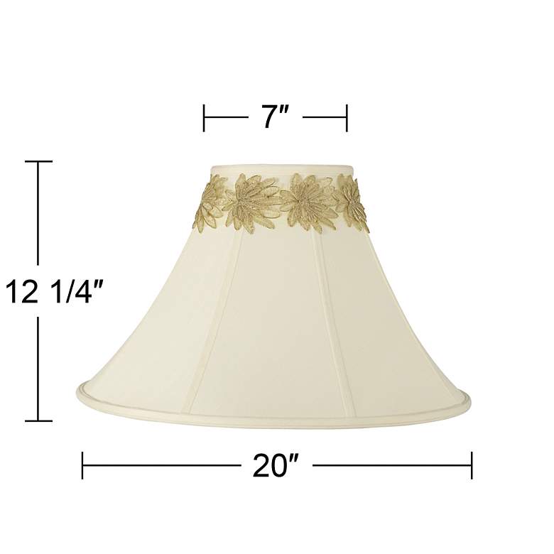 Image 4 Bell Shade with Gold Flower Trim 7x20x13.75 (Spider) more views