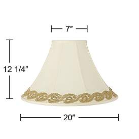Image3 of Bell Shade with Gold Vine Lace Trim 7x20x13.75 (Spider) more views