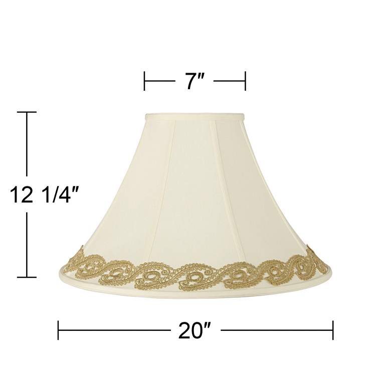 Image 3 Bell Shade with Gold Vine Lace Trim 7x20x13.75 (Spider) more views