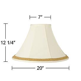 Image4 of Bell Shade with Yellow Gold Ribbon Trim 7x20x13.75 (Spider) more views