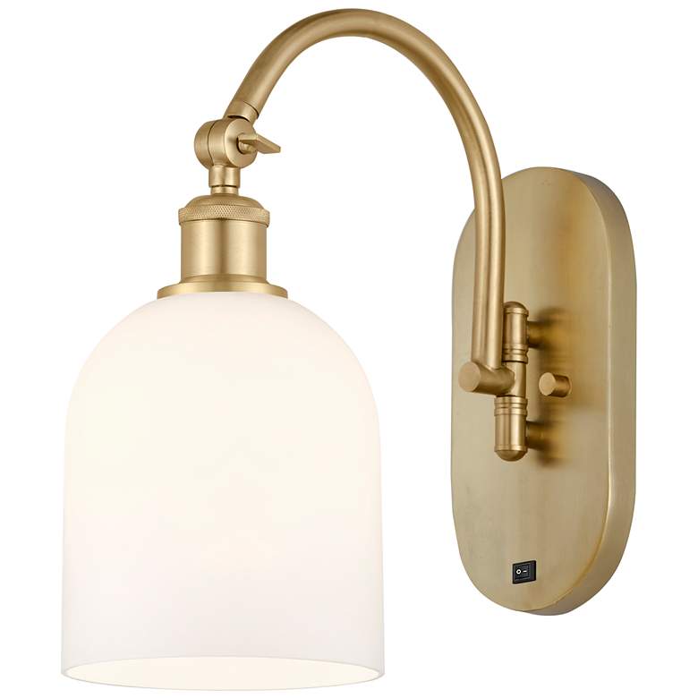 Image 1 Bella 13" High Satin Gold and White Glass Wall Sconce