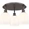 Bella 17.25"W 3-Light Oiled Bronze Flush Mount w/ Gloss White Shade