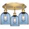 Bella 17 1/4"W Brass and Blue Glass 3-Light Ceiling Light