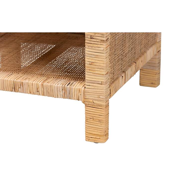 Image 4 Bella 18 1/4"W Brown Wood Natural Rattan 1-Drawer Nightstand more views
