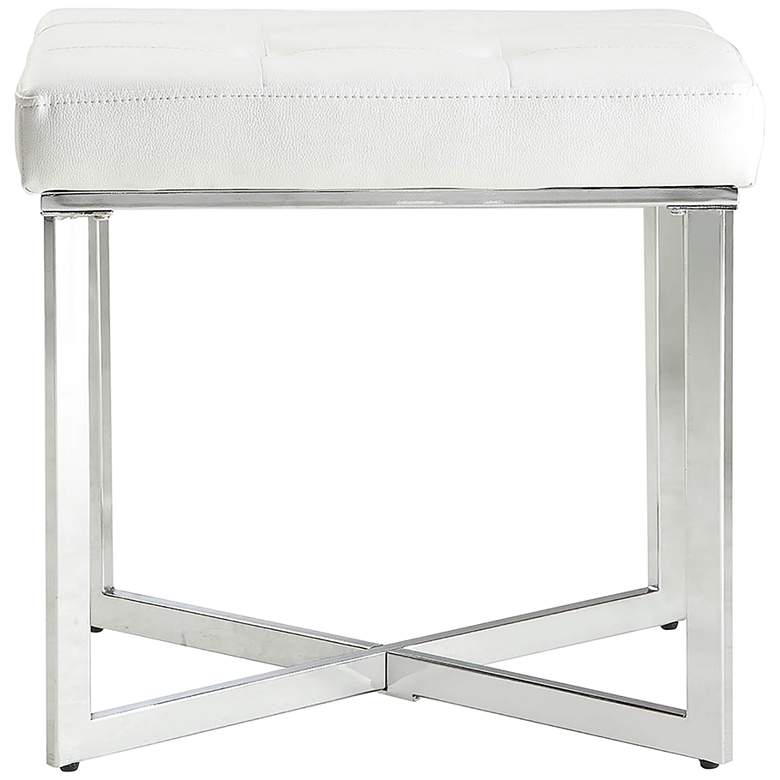 Image 2 Bella 20" Wide White Tufted Leatherette Vanity Bench