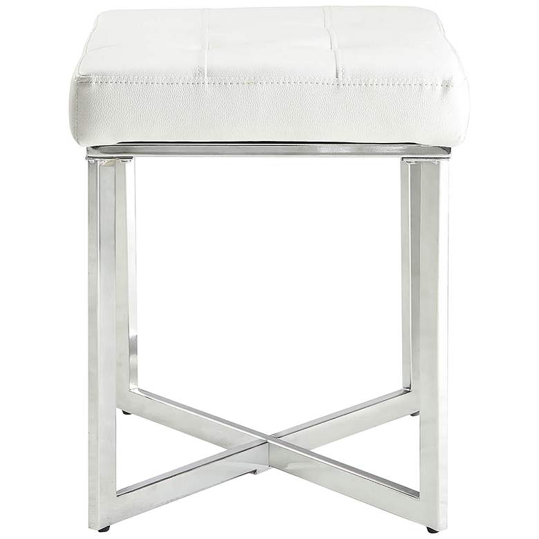 Image 4 Bella 20 inch Wide White Tufted Leatherette Vanity Bench more views