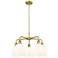 Bella 23.5"W 5-Light Brushed Brass Stem Chandelier w/ Gloss White Shad