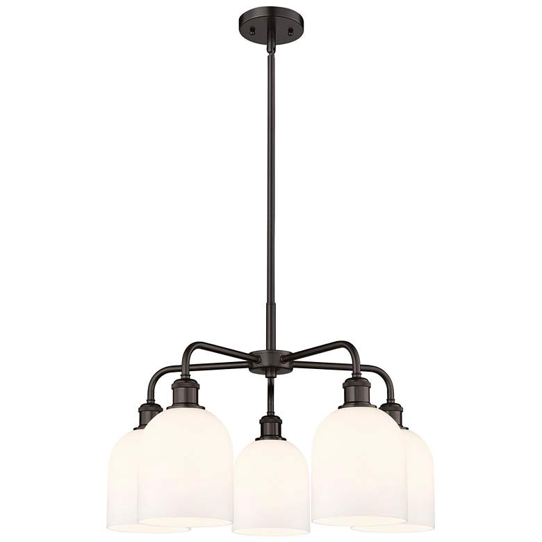 Image 1 Bella 23.5"W 5-Light Oiled Bronze Stem Chandelier w/ Gloss White Shade