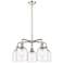 Bella 23.5"W 5-Light Polished Nickel Stem Chandelier w/ Clear Shade