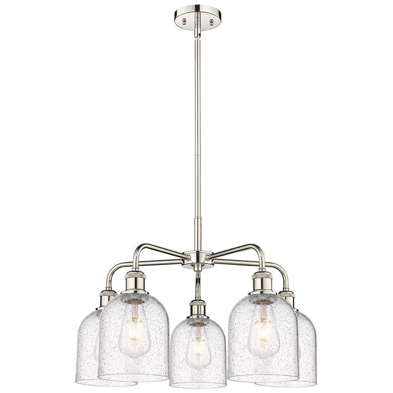 Image 1 Bella 23.5"W 5-Light Polished Nickel Stem Chandelier w/ Seedy Shade