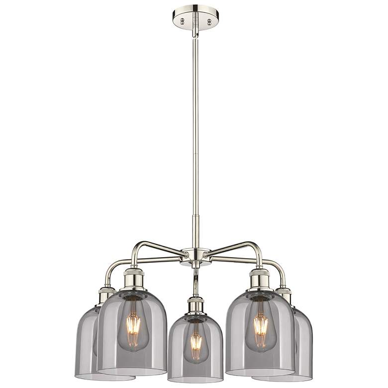 Image 1 Bella 23.5"W 5-Light Polished Nickel Stem Chandelier w/ Smoke Shade