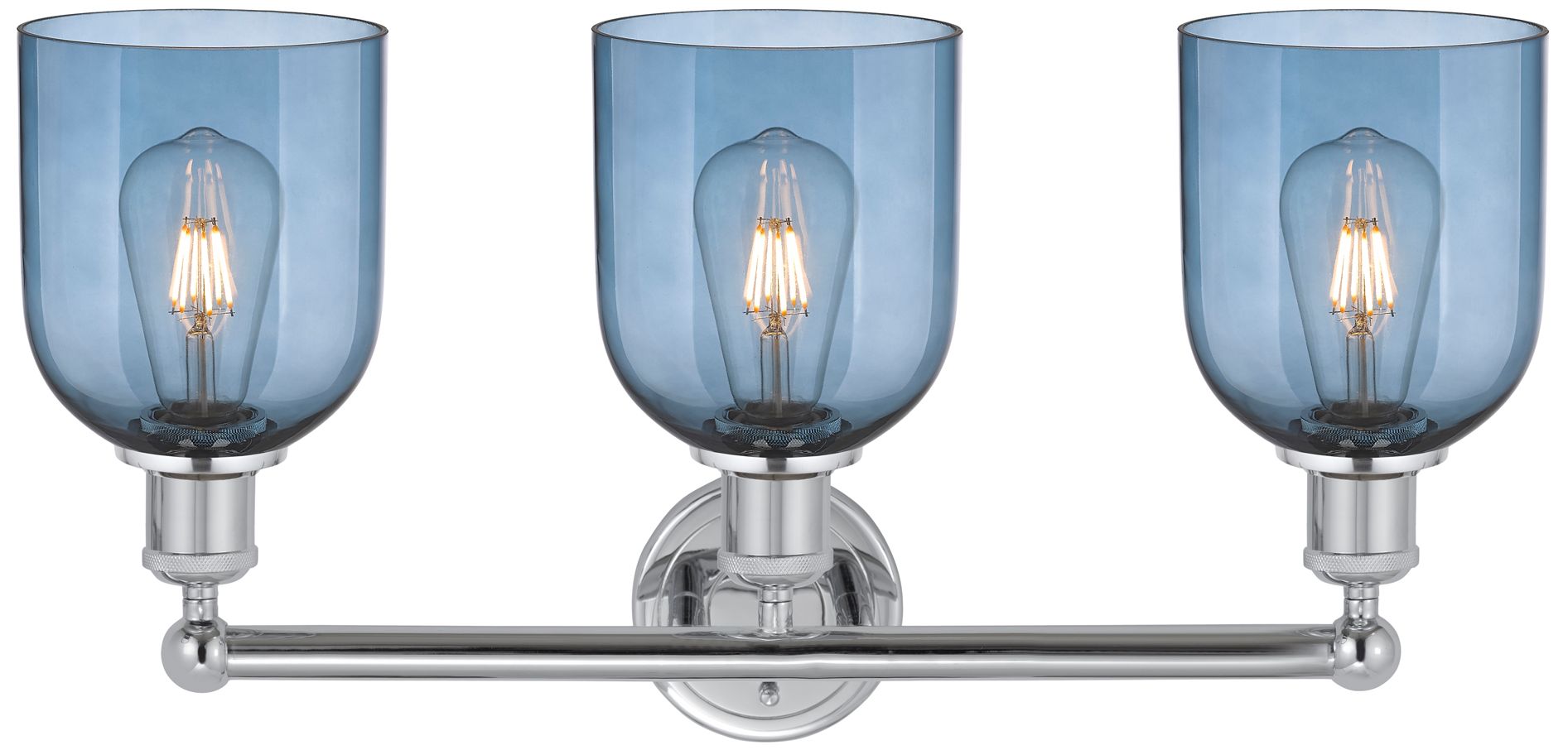 Image 2 Bella 23 1/2" Wide Chrome 3-Light Bath Light with Blue Shade more views