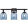 Bella 25 1/2" Wide Bronze 3-Light Bath Light w/ Blue Shades