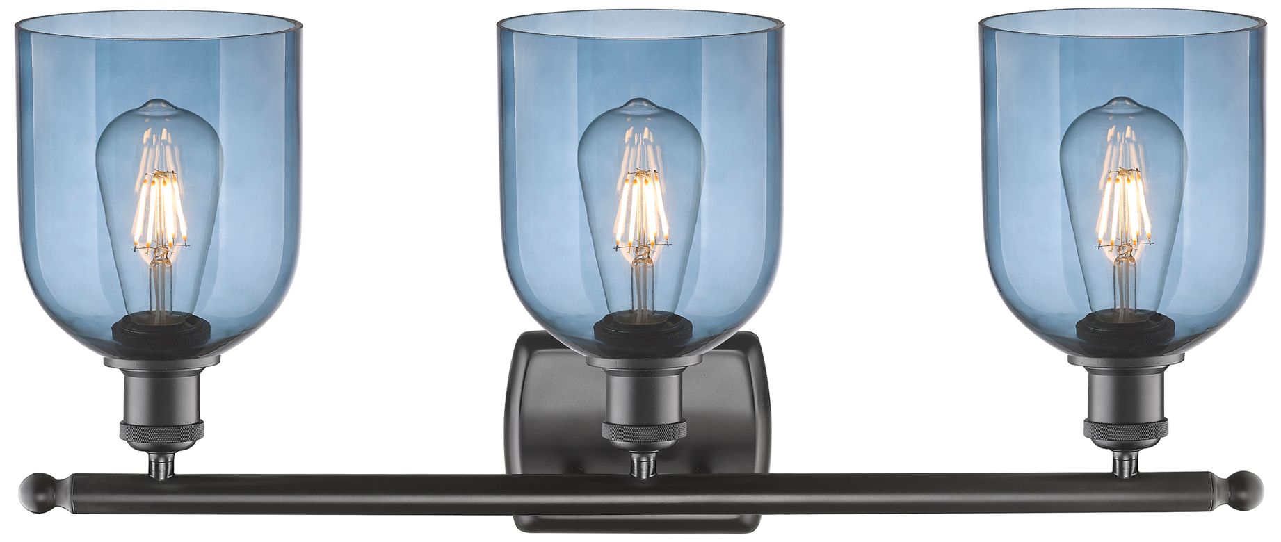 Image 2 Bella 25 1/2" Wide Bronze 3-Light Bath Light w/ Blue Shades more views