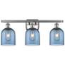 1_Bella 25 1/2"W Brushed Nickel Blue Glass 3-Light Bath Light