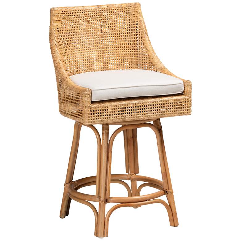 Image 2 Bella 26" Natural Brown Rattan Swivel Counter Stool