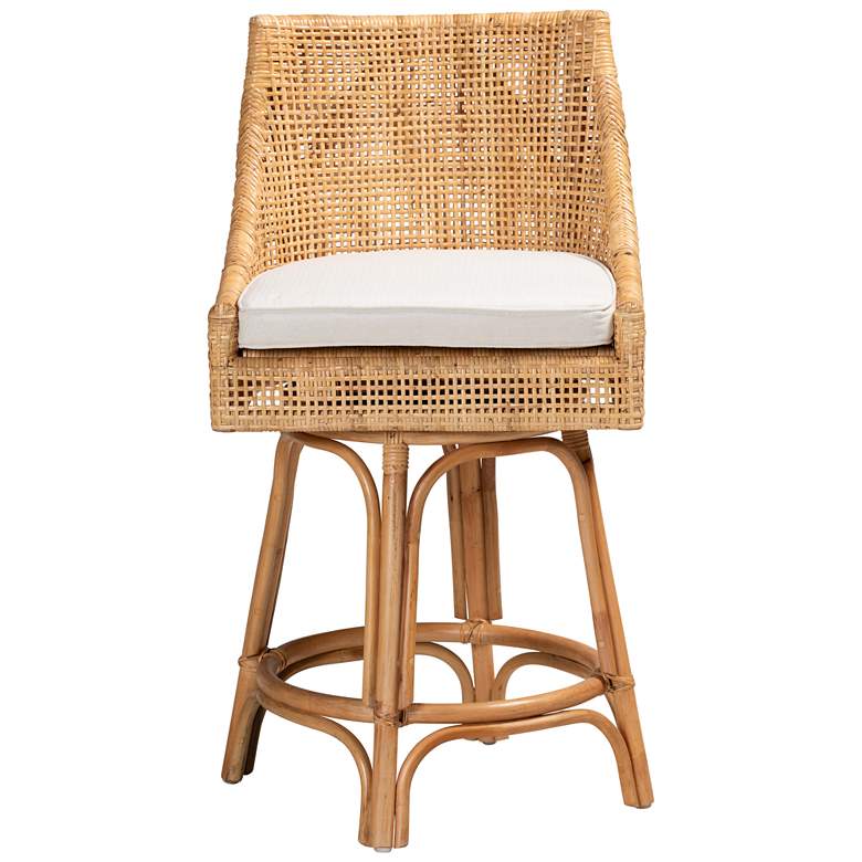 Image 6 Bella 26" Natural Brown Rattan Swivel Counter Stool more views