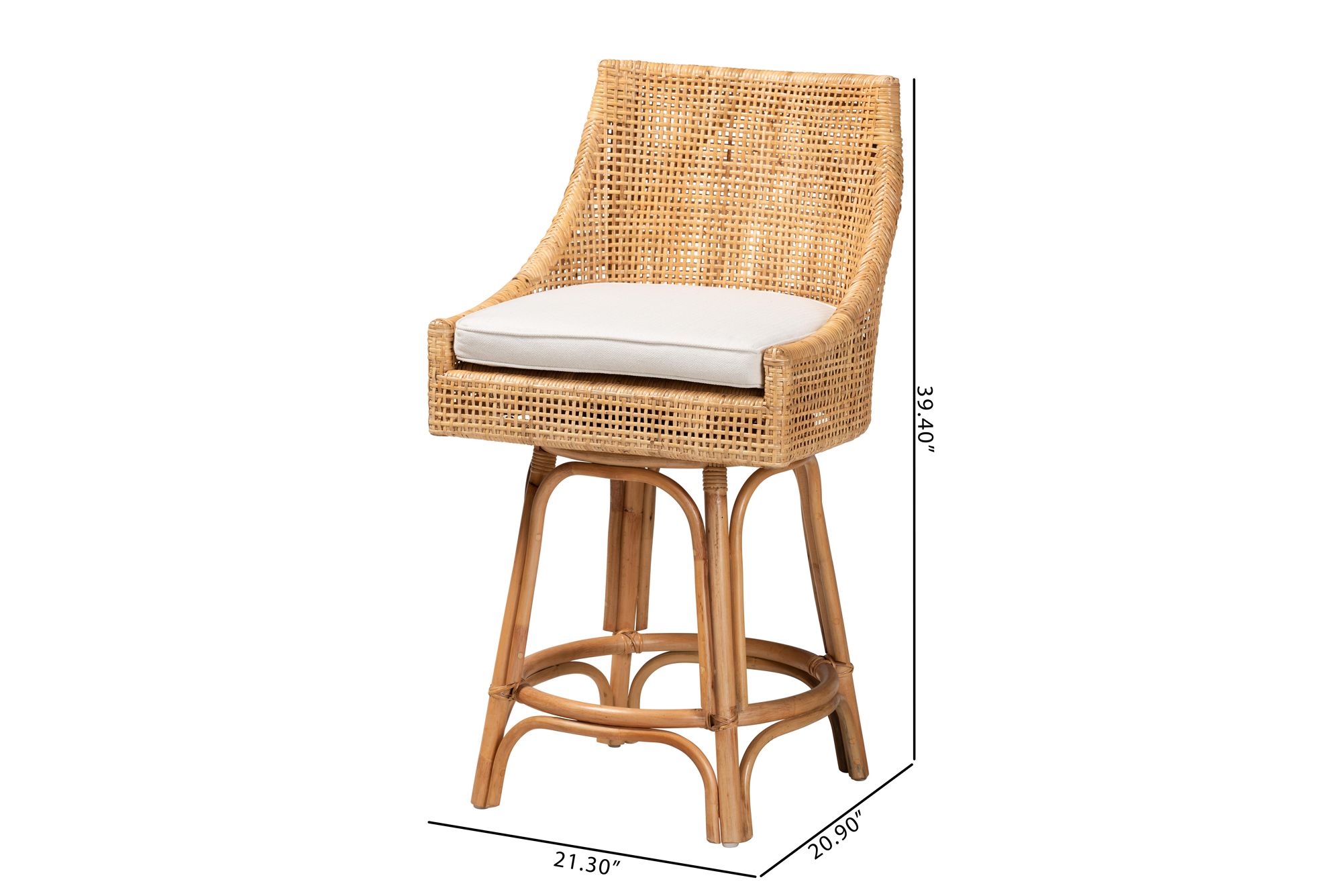 Bella 26" Natural Brown Rattan Swivel Counter Stool