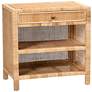 2_Bella 30"W Natural Brown Wood Rattan 1-Drawer Console Table