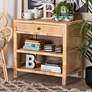 1_Bella 30"W Natural Brown Wood Rattan 1-Drawer Console Table