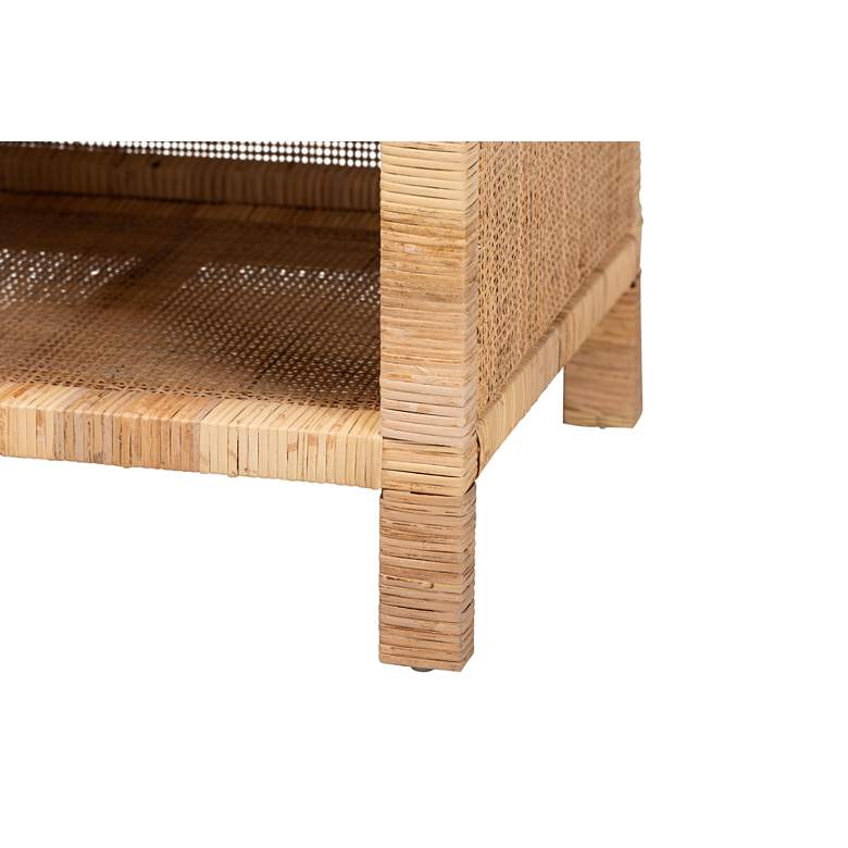 Image 4 Bella 30"W Natural Brown Wood Rattan 1-Drawer Console Table more views