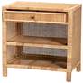 6_Bella 30"W Natural Brown Wood Rattan 1-Drawer Console Table more views